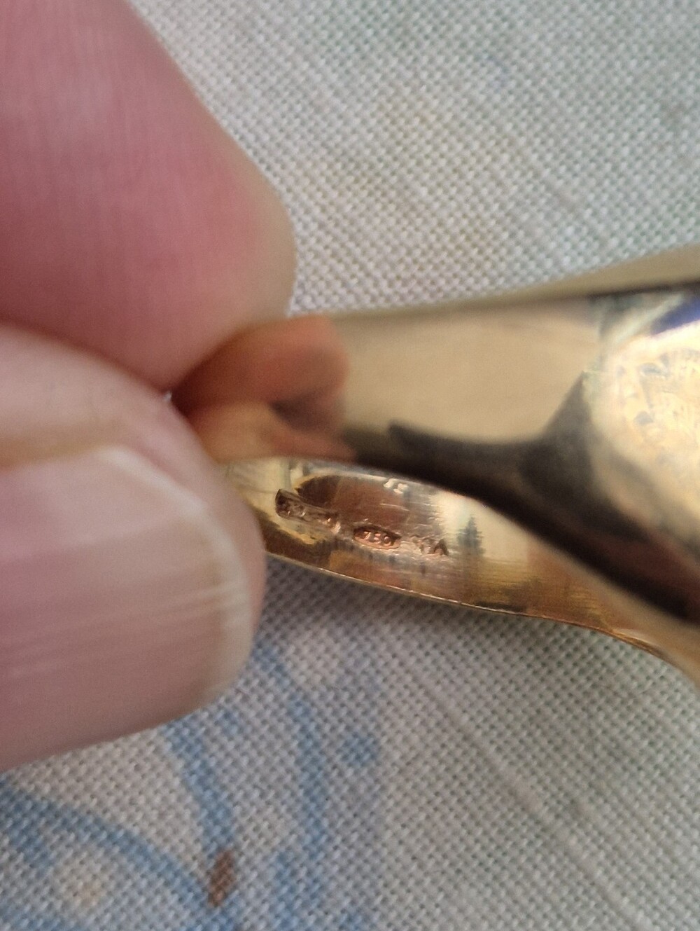 🌙​Vintage 18K Solid Gold Monogrammed Signet Ring 750 Italian Hallmark 6g Estate - Picture 7 of 11